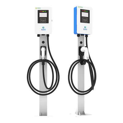 Harga yang bagus 7KW 11KW 21KW Kolom Biru Dan Putih / Lantai Berdiri Single-Gun Kendaraan Listrik AC Charging Pile on line