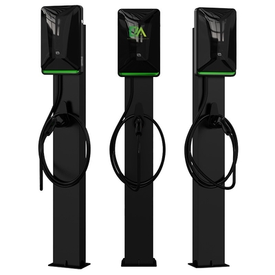 Home Komersial Kolom Hitam Pengisi Daya Kendaraan Listrik Tipe 2 7kw 11KW 22kw Stasiun Pengisian Portable Dengan RFID OCPP