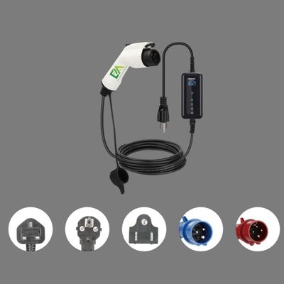 16A 32A Adjustable Portable AC EV Charger 3.5kW 7kW IP66 Outdoor Charging Gun for GB/T IEC 62196-2 Type 1 Type 2