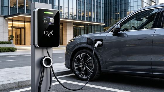 Harga yang bagus IP54 UL94 V0 Square Glass Wall Mounted Column Type Structure EV Charger Type1 11kw 16A 380V 5.64 Inch LCD Display Stasiun Pengisian AC On line