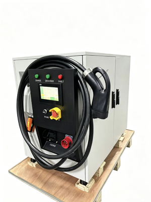 Harga yang bagus 65kWH 60kW Mobile Energy Storage Power Bank DC Charger Liquid Cooling 7m Kabel IP54 7 inci Layar sentuh Kompatibel CCS1 CCS2 CHAdeMO GBT Tesla Charging Gun On line