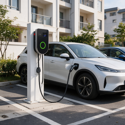 Harga yang bagus Stasiun Pengisian Daya EV Tipe Euro U Bentuk yang Dapat Dipasang di Dinding dan Tiang 11kW 16A 380V plus minus 10 persen IP54 LCD 4,59 Inci Perlindungan Multi Keselamatan Terintegrasi EVSE On line
