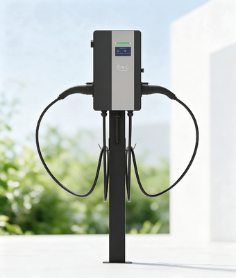 Harga yang bagus 22kW Dual Gun AC EV Charger Type 2 Wallbox 2x32A Smart Load Balancing 4G WiFi Commercial On line