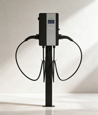 Harga yang bagus 11kW Dual Gun AC EV Charger Type 2 Wall Mounted 2x16A Three Phase OCPP 1.6J RFID QR Code On line