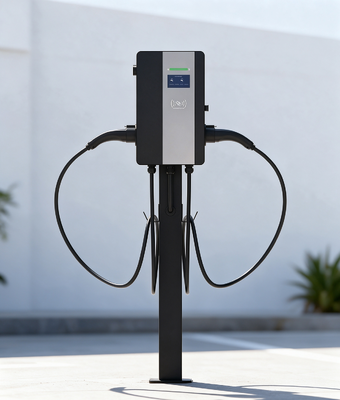 Harga yang bagus 44kW Dual Gun AC EV Charger Type 1 Floor Standing Column 2x32A CE RoHS FCC Certified Fleet Depot On line