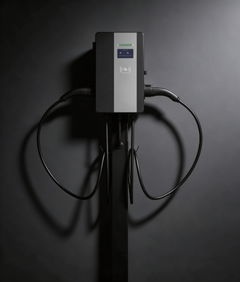 Harga yang bagus Kotak Dinding Ringkas CLF AC 11D Pengisi Daya EV Tipe2 11KW Dual Gun Peralatan Pengisian Daya AC IP54 OCPP1.6J Layar Sentuh Kecerahan Tinggi 4,3 Inci On line