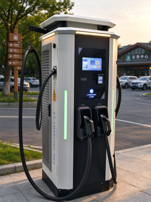 Harga yang bagus Pengisi Daya DC EV 120kW CCS1 CCS2 CHAdeMO GB/T 200-1000V OCPP 1,6J Stasiun Pengisian Cepat Layar 10 Inci On line